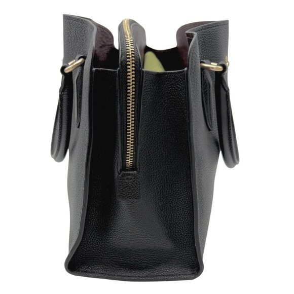 Coach Gold/Black Channing Polished Pebble & Crossgrain Leather Carryall (73568) - Picture 10 of 13